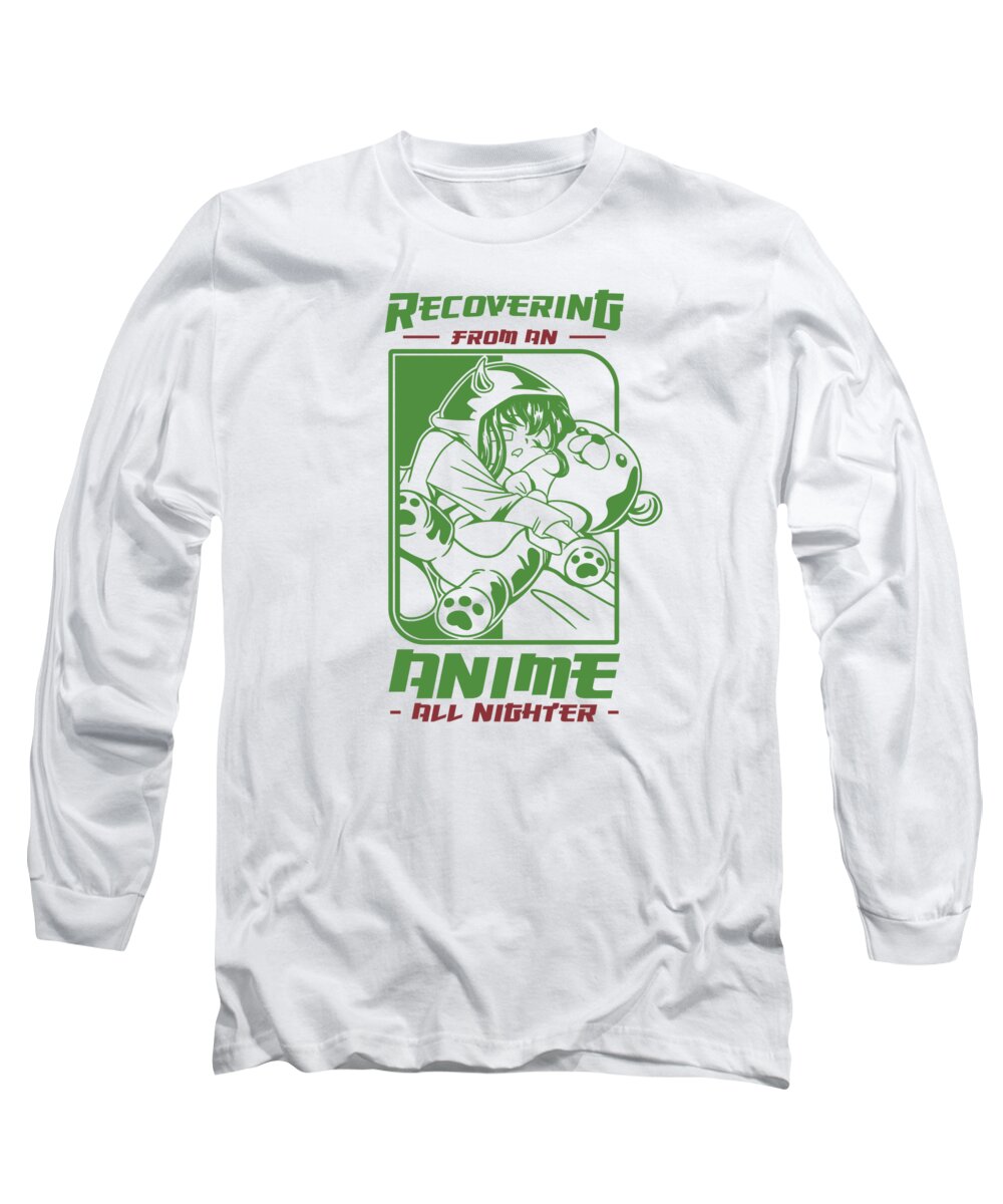 Anime Long Sleeve T-Shirt featuring the digital art Recovering From An Anime All Nighter Manga #6 by Toms Tee Store