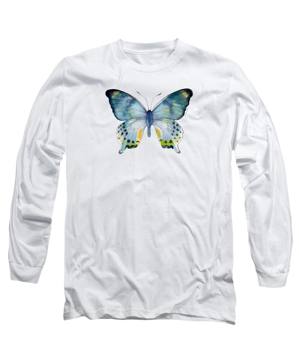 #faatoppicks Long Sleeve T-Shirt featuring the painting 68 Laglaizei Butterfly by Amy Kirkpatrick