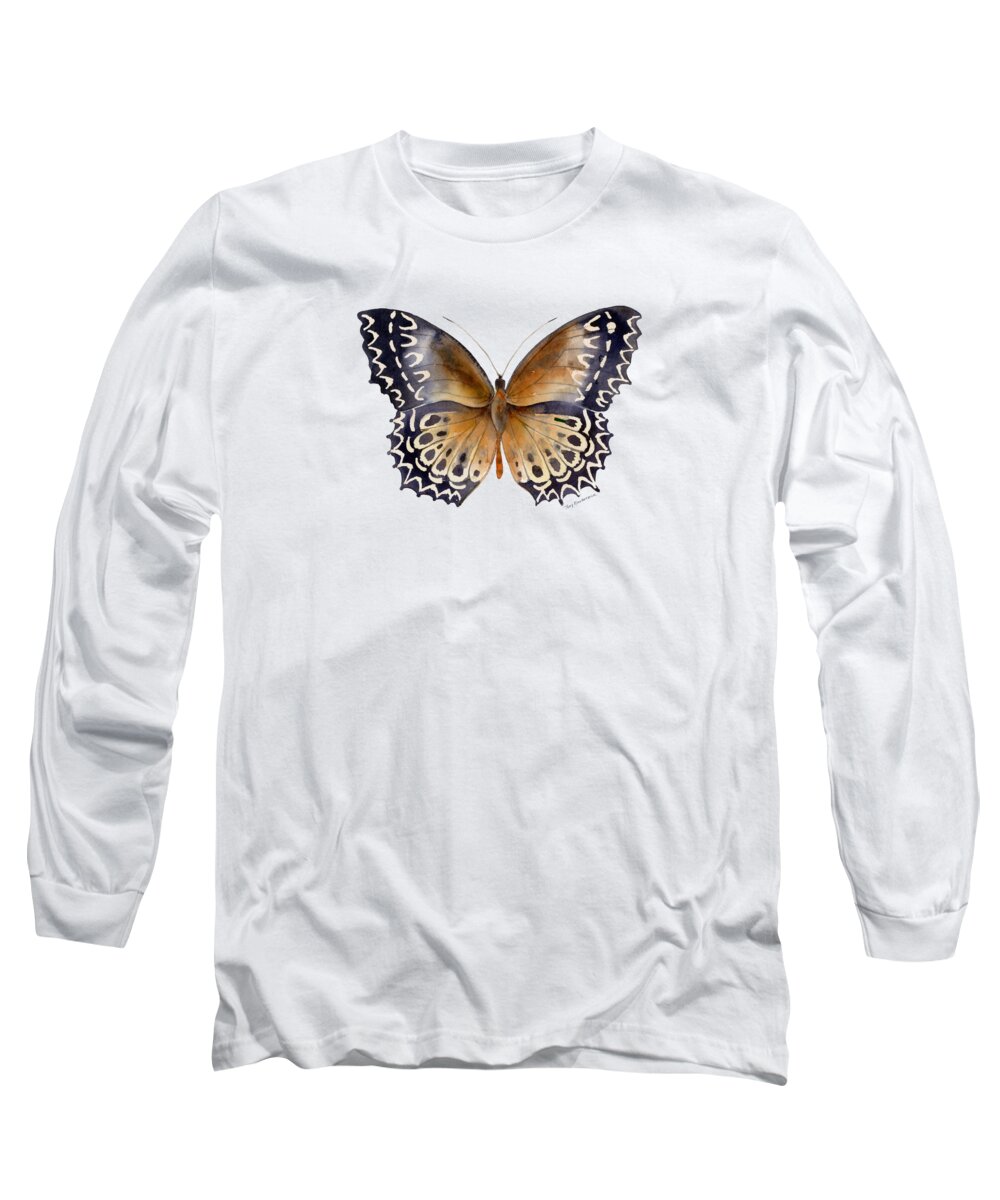 Cethosia Long Sleeve T-Shirt featuring the painting 77 Cethosia Butterfly by Amy Kirkpatrick