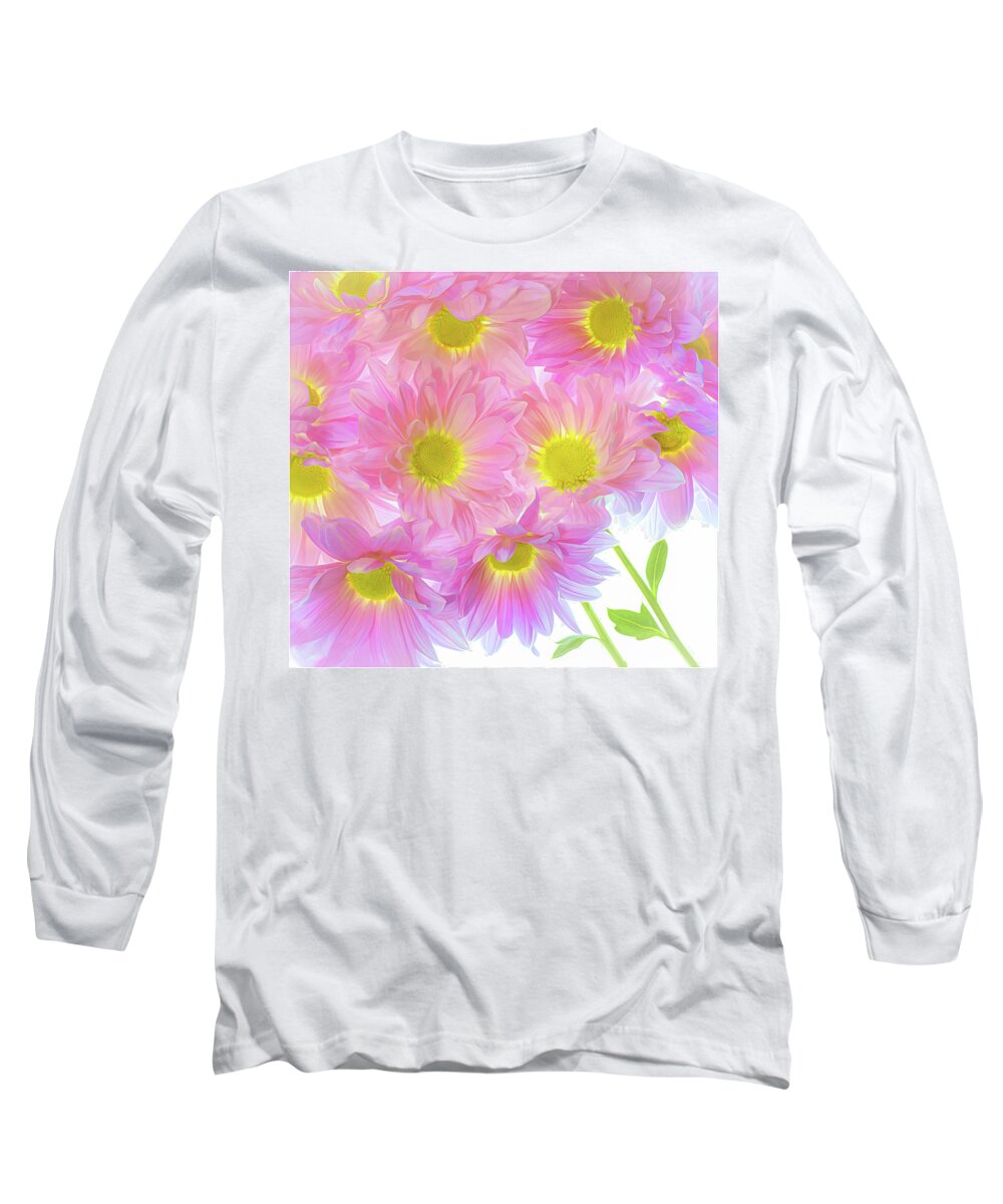 Pink Long Sleeve T-Shirt featuring the photograph A Bundle of Pink Mums by Sylvia Goldkranz