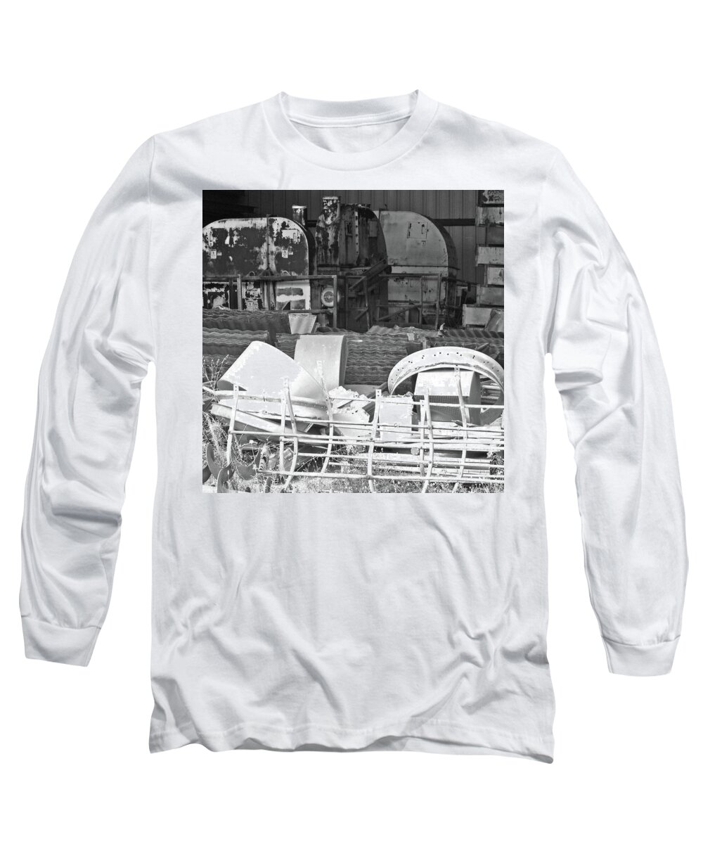 Industrial Equipment Long Sleeve T-Shirt featuring the photograph Abandoned Industrial Rubbish by Linnie Greenberg