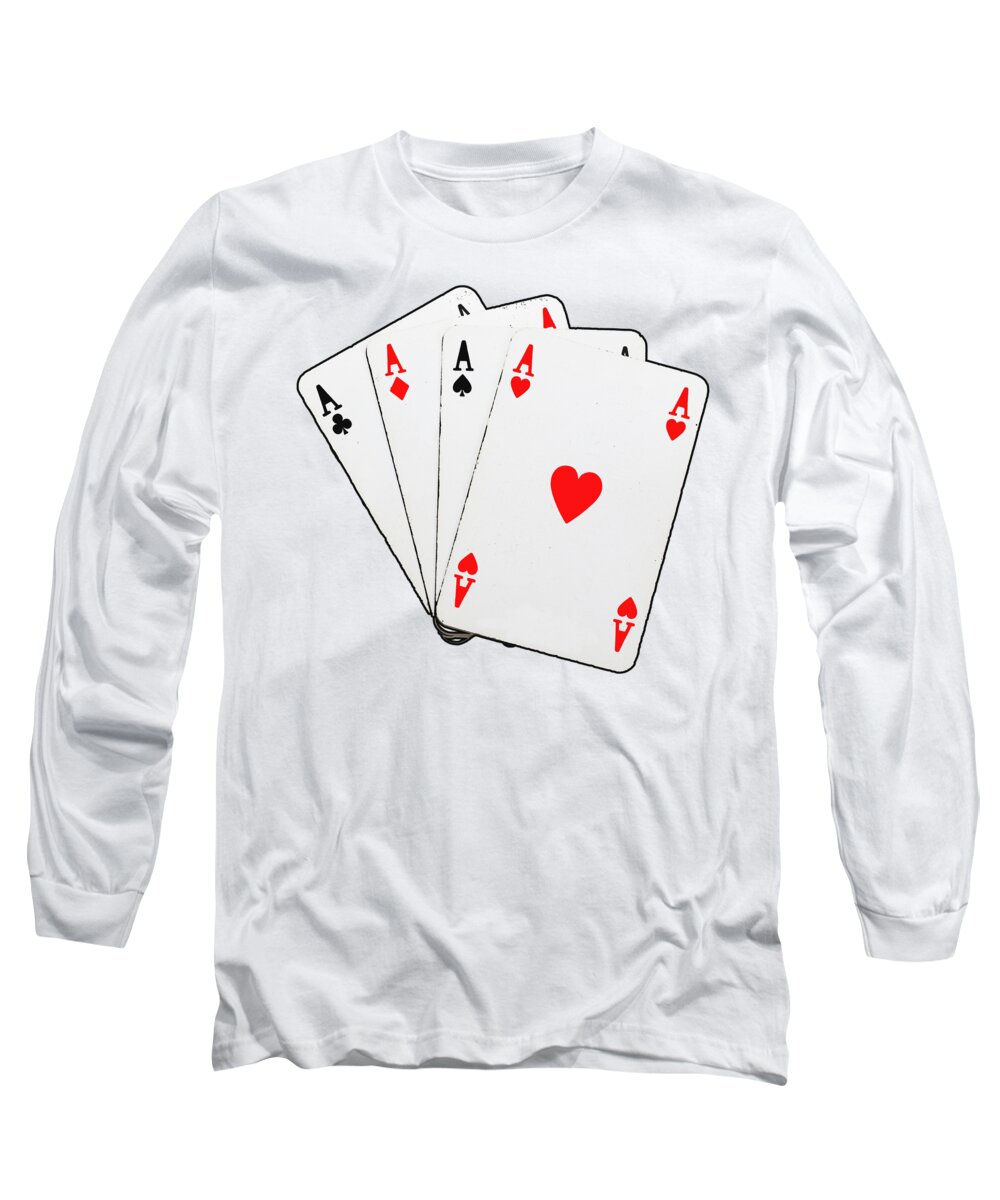 Playing Cards Long Sleeve T-Shirt featuring the digital art Aces playing cards by Tom Conway