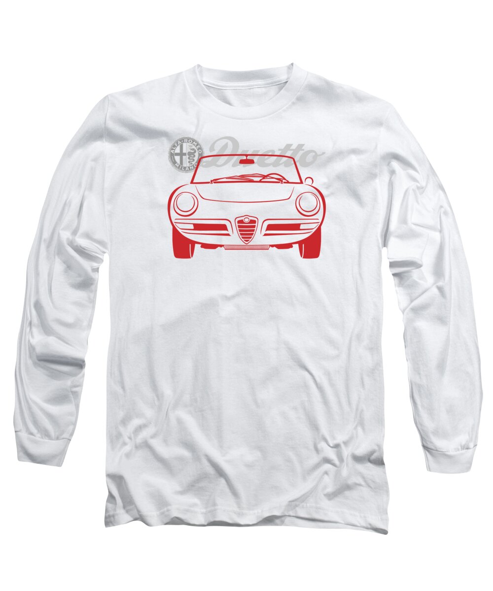 Alfa Long Sleeve T-Shirt featuring the digital art Alfa Duetto Spider-2 by Rick Andreoli