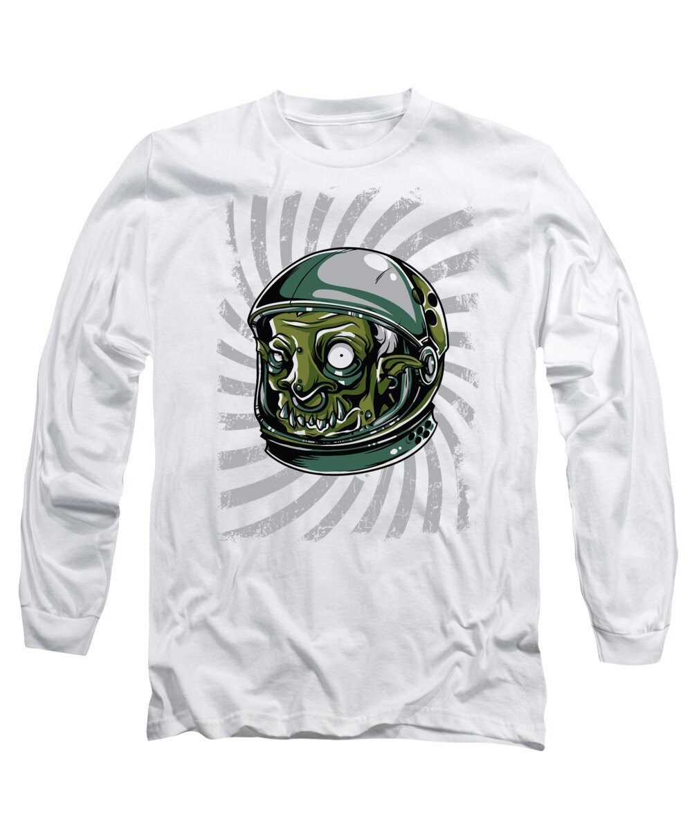 Halloween Long Sleeve T-Shirt featuring the digital art Alien Astronaut by Jacob Zelazny