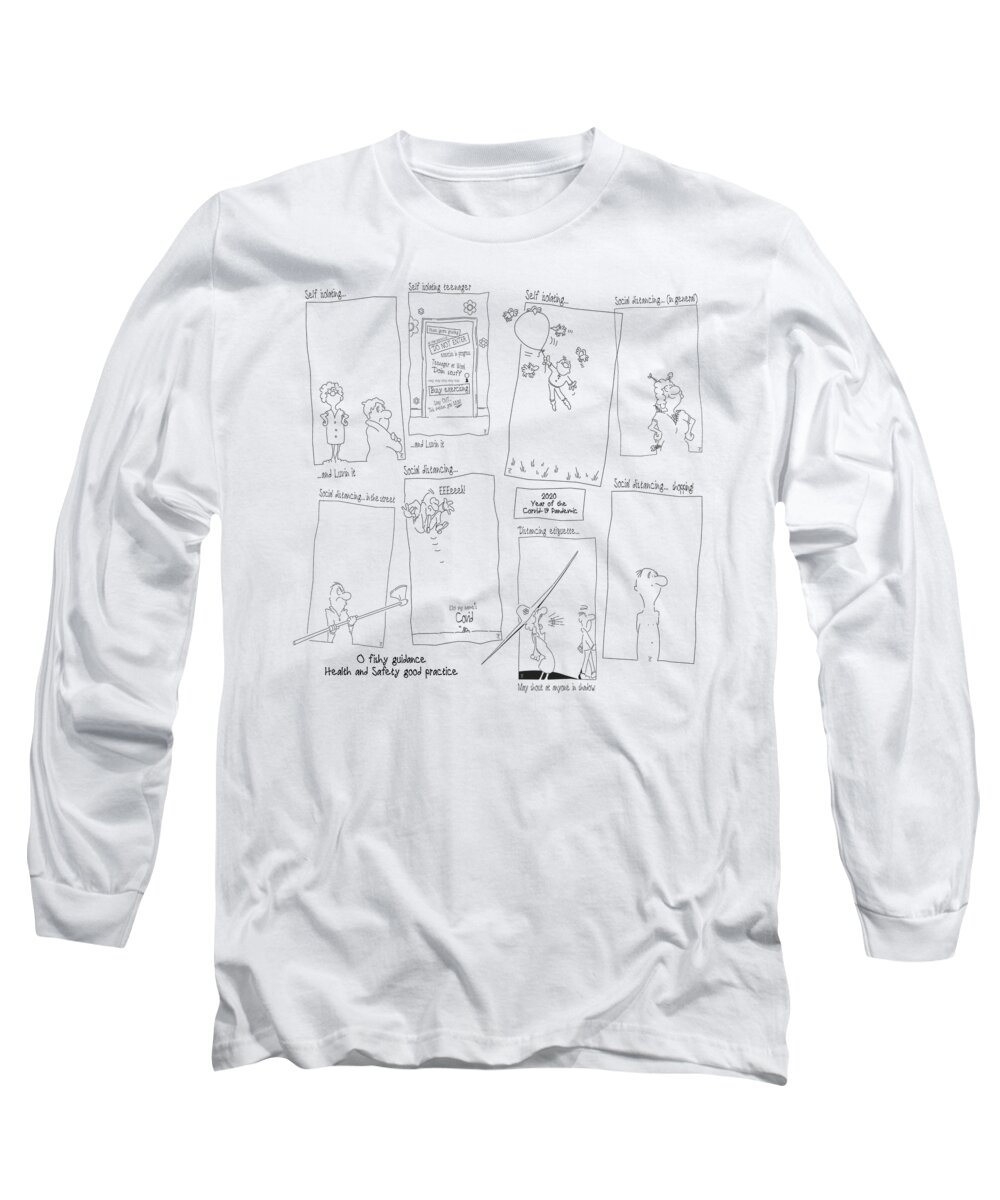 Pandemic Long Sleeve T-Shirt featuring the drawing All eight of the OFishy PANDEMIC guidelines by Paul Davenport