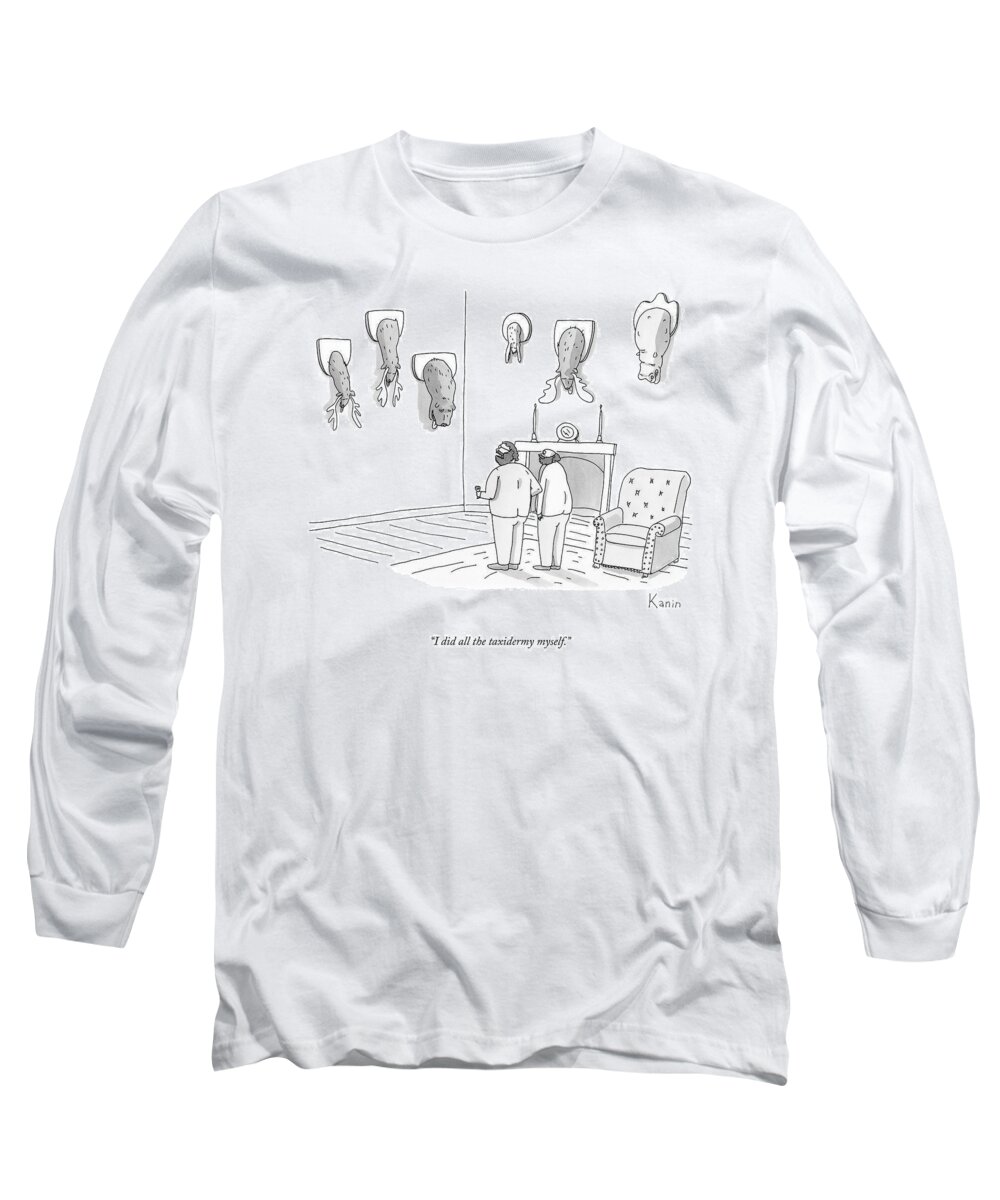 A22911 Long Sleeve T-Shirt featuring the drawing All The Taxidermy by Zachary Kanin