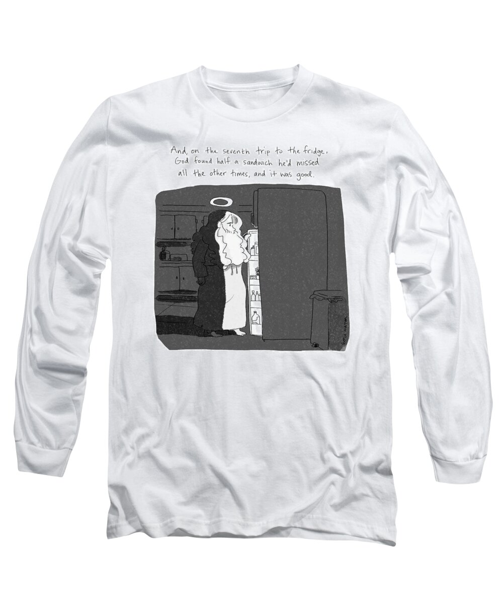 Inset Text: And Long Sleeve T-Shirt featuring the drawing And It Was Good by Sofia Warren