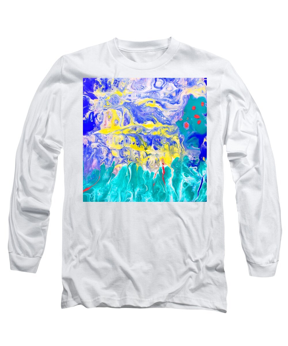 Abstract Long Sleeve T-Shirt featuring the painting Apple Beach by Christine Bolden