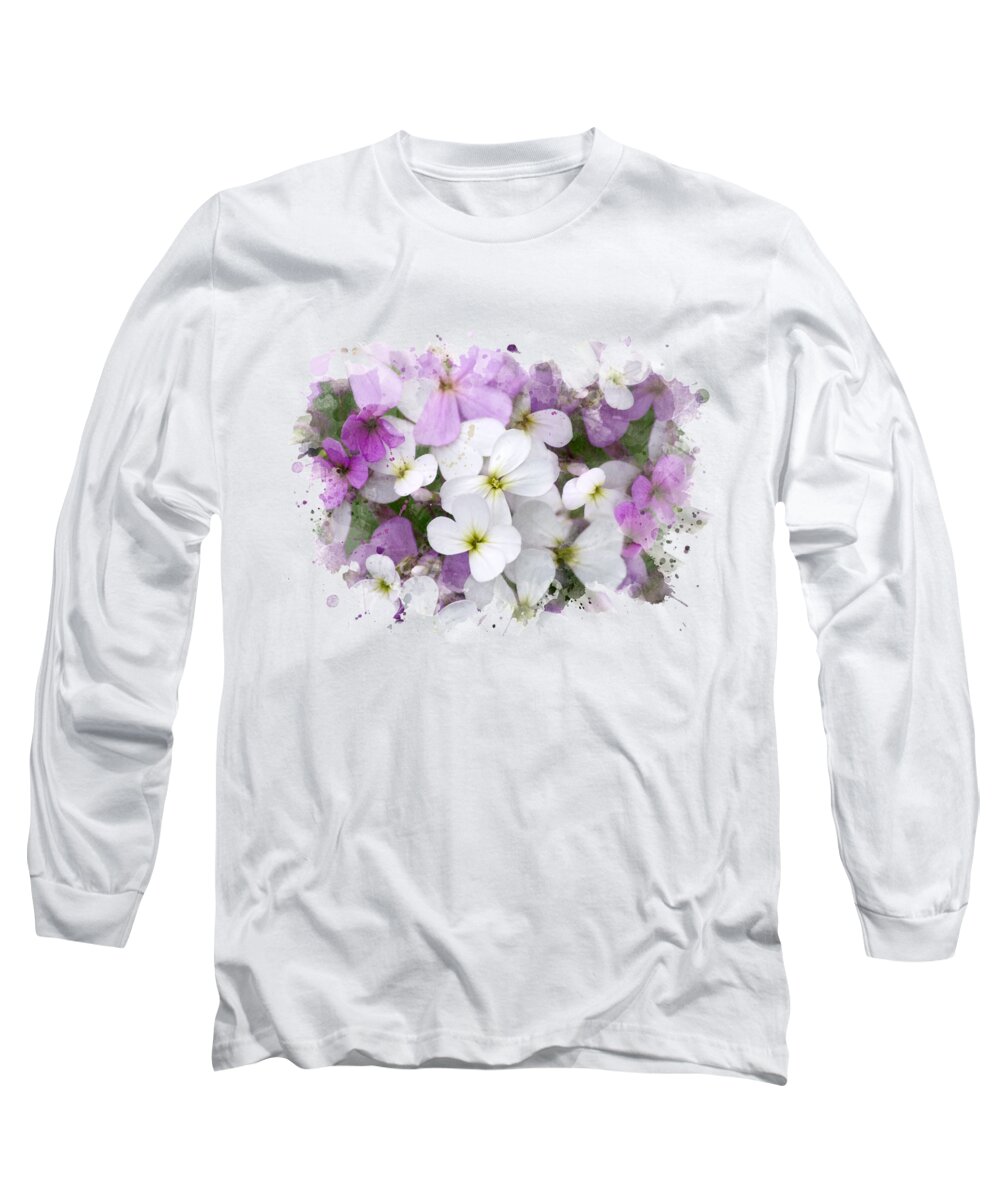 Wildflower Long Sleeve T-Shirt featuring the mixed media Watercolor Wildflowers by Christina Rollo