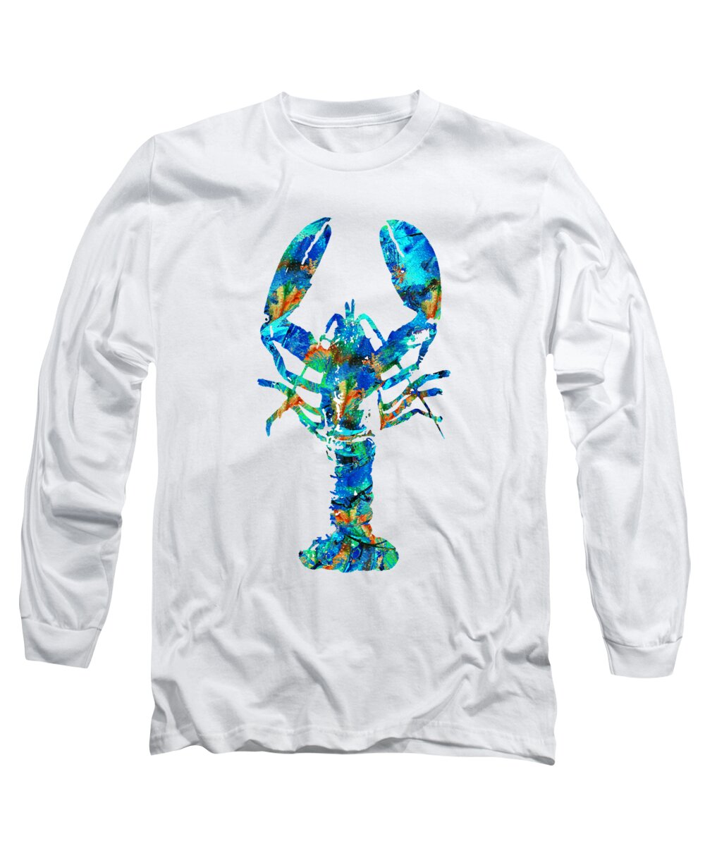 Lobster Long Sleeve T-Shirt featuring the painting Blue Lobster Art by Sharon Cummings by Sharon Cummings