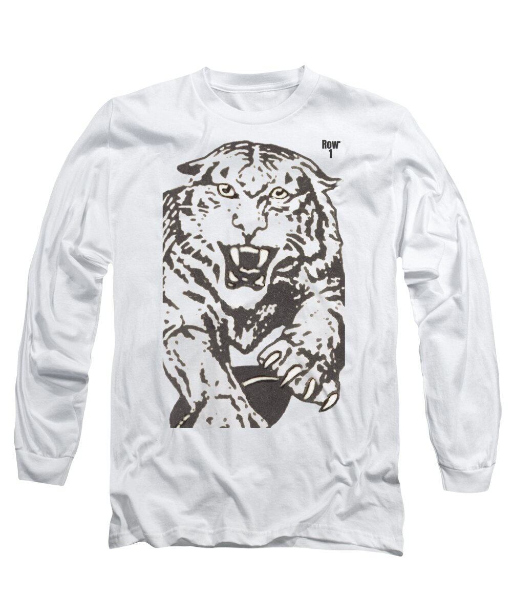Tiger Long Sleeve T-Shirt featuring the mixed media Vintage Tiger Football Art by Row One Brand