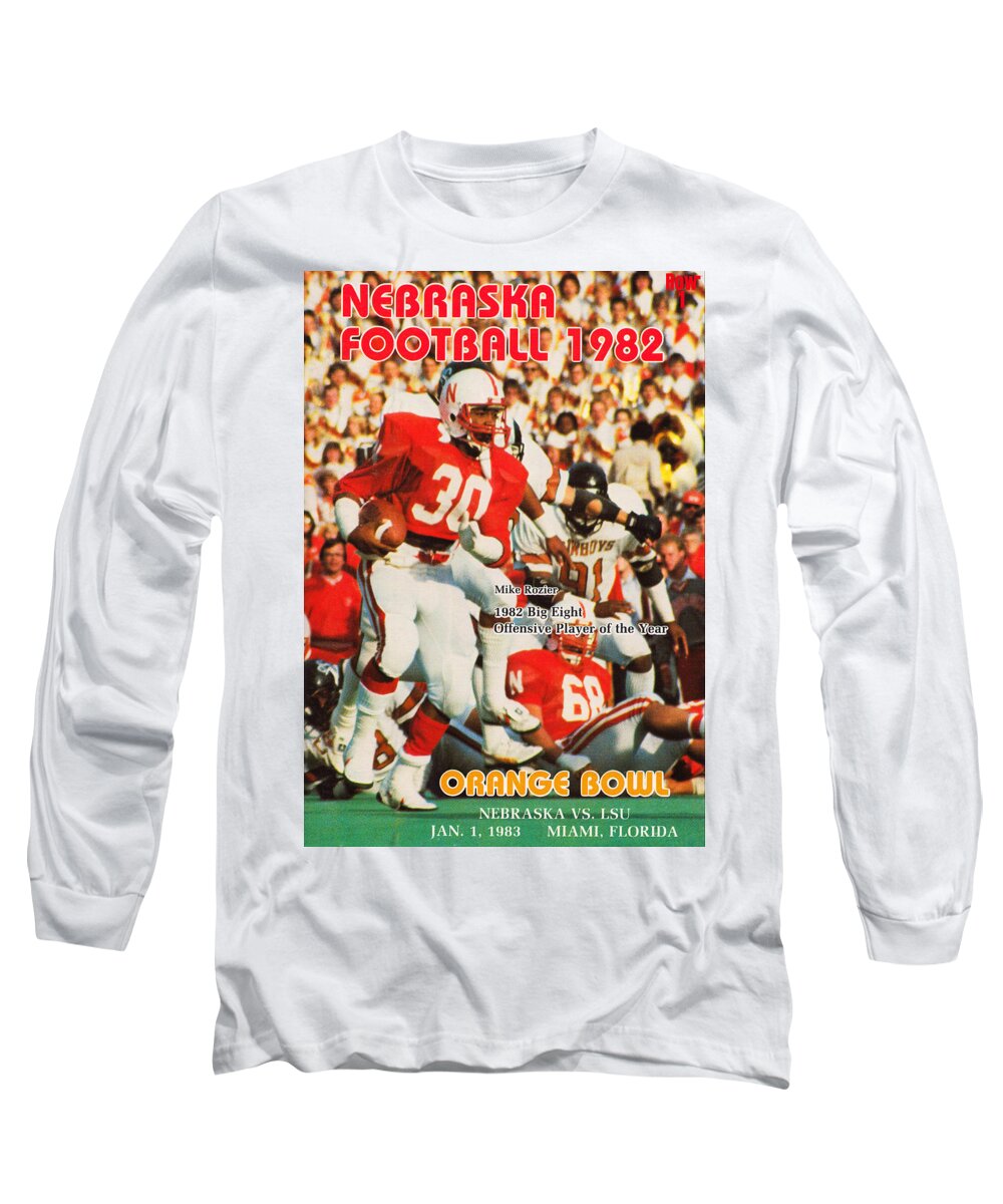 Nebraska Long Sleeve T-Shirt featuring the mixed media 1982 Nebraska Football by Row One Brand