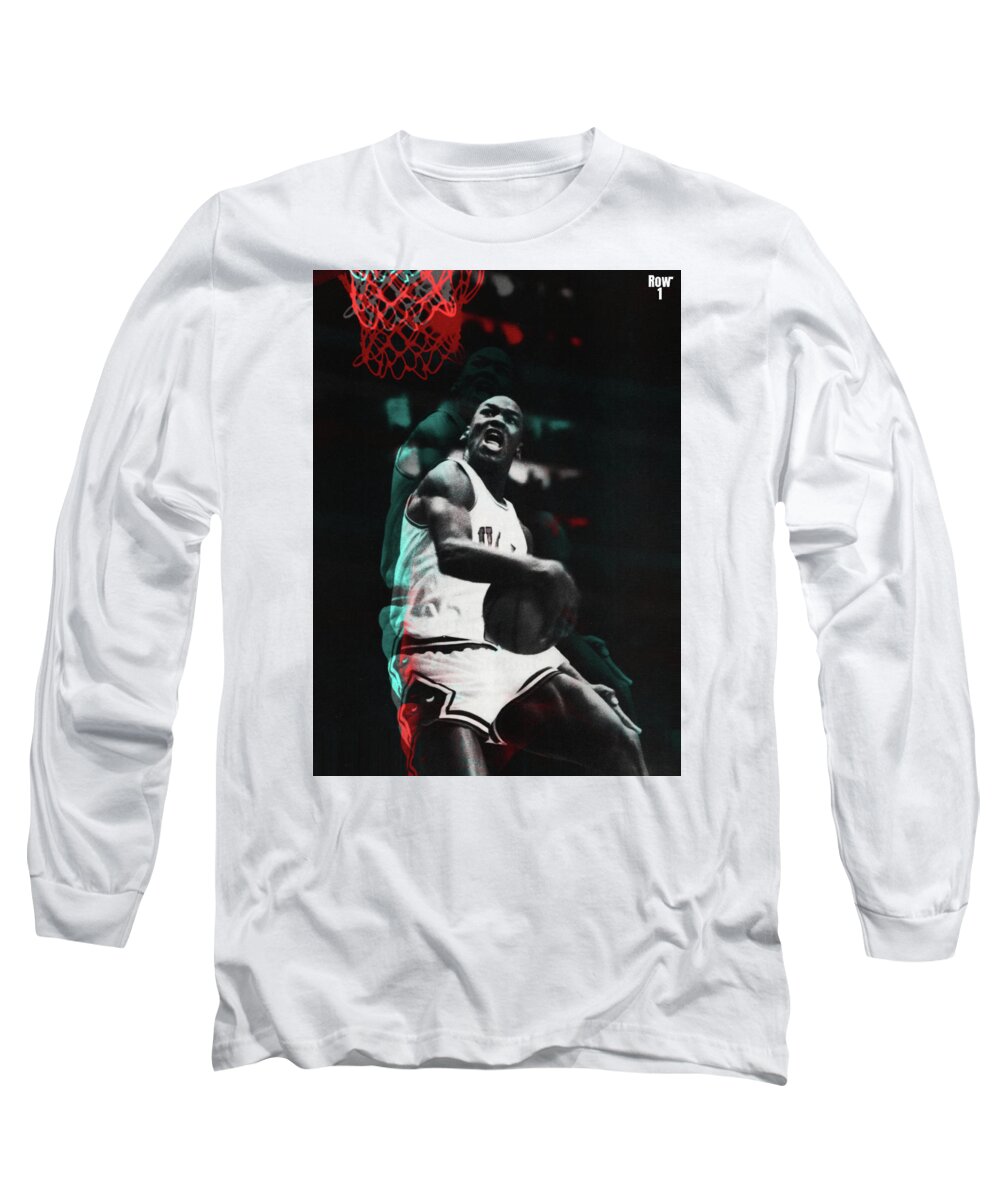 Michael Jordan Long Sleeve T-Shirt featuring the mixed media Michael Jordan Poster by Row One Brand