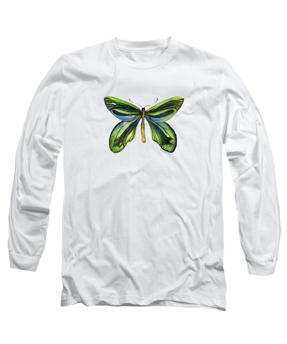 Queen Alexandra Butterfly Long Sleeve T-Shirt featuring the painting 6 Queen Alexandra Butterfly by Amy Kirkpatrick