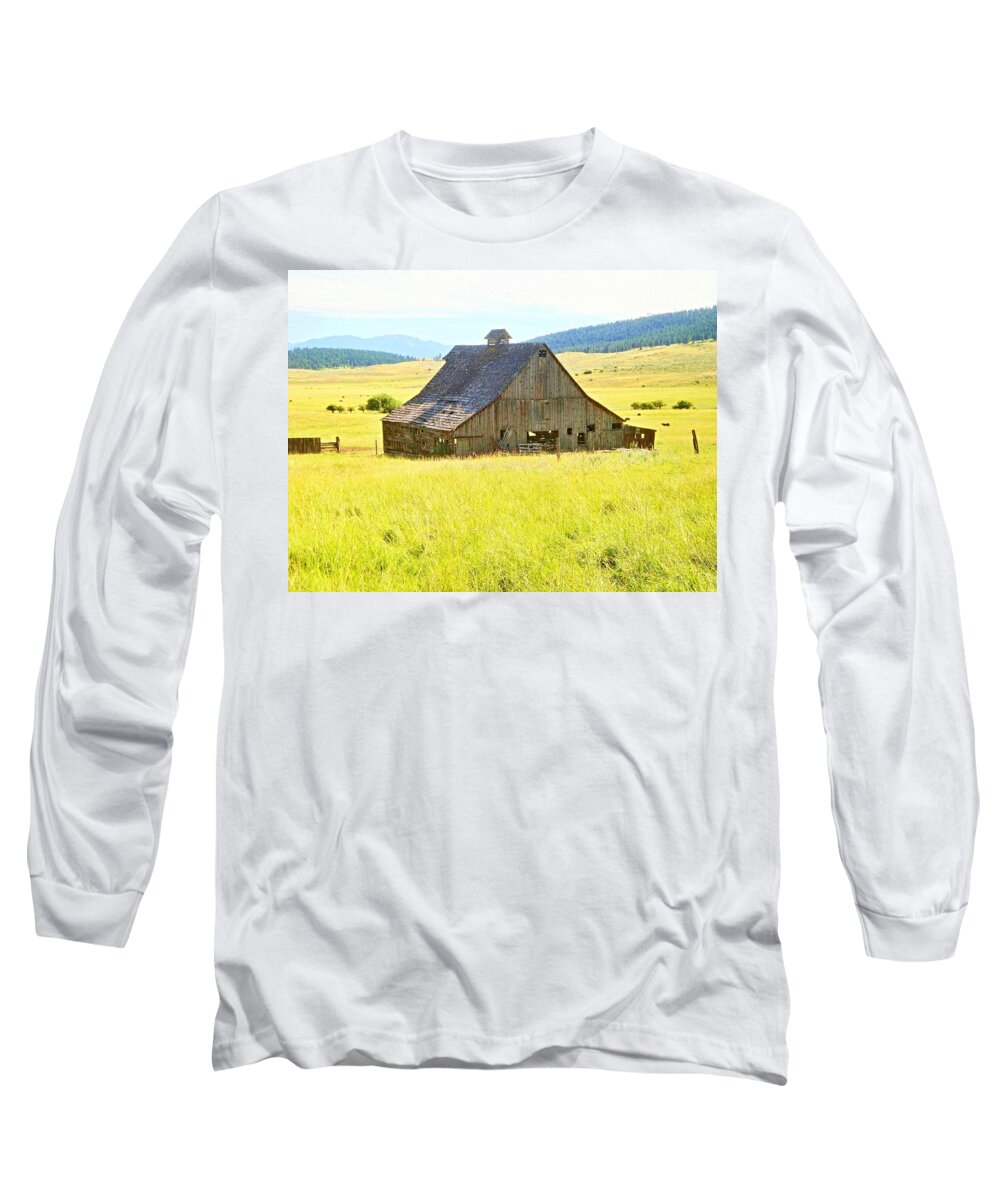 Landscape Long Sleeve T-Shirt featuring the photograph Baker Valley Barn II by Bill TALICH