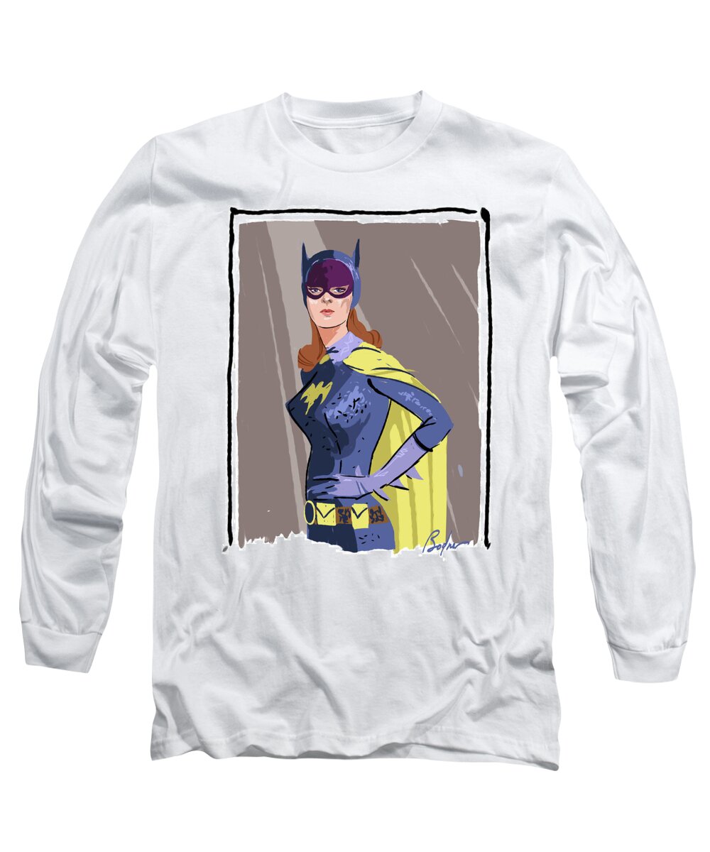 Bat Girl Long Sleeve T-Shirt featuring the digital art Bat Girl by Alan Bodner