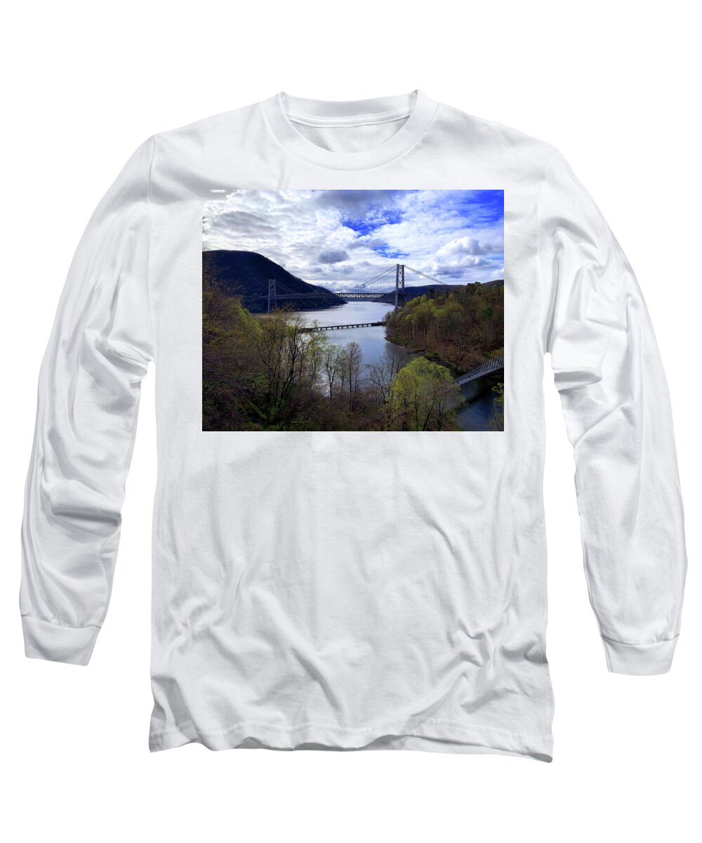 Scenic Long Sleeve T-Shirt featuring the photograph Bear Mountain Bridge by Jim Feldman