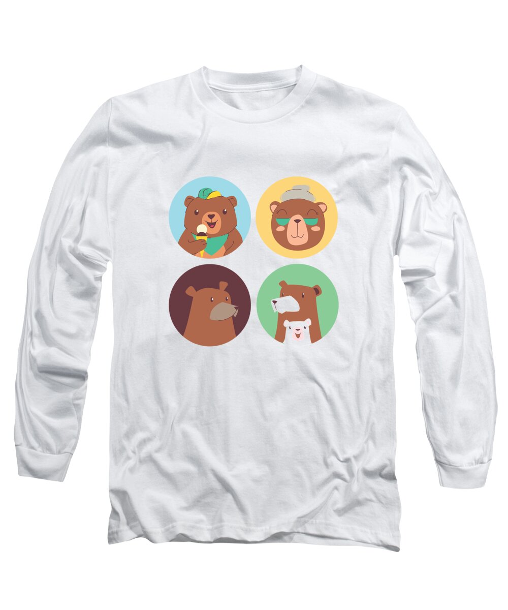 Adorable Long Sleeve T-Shirt featuring the digital art Bears Family Portrait by Jacob Zelazny