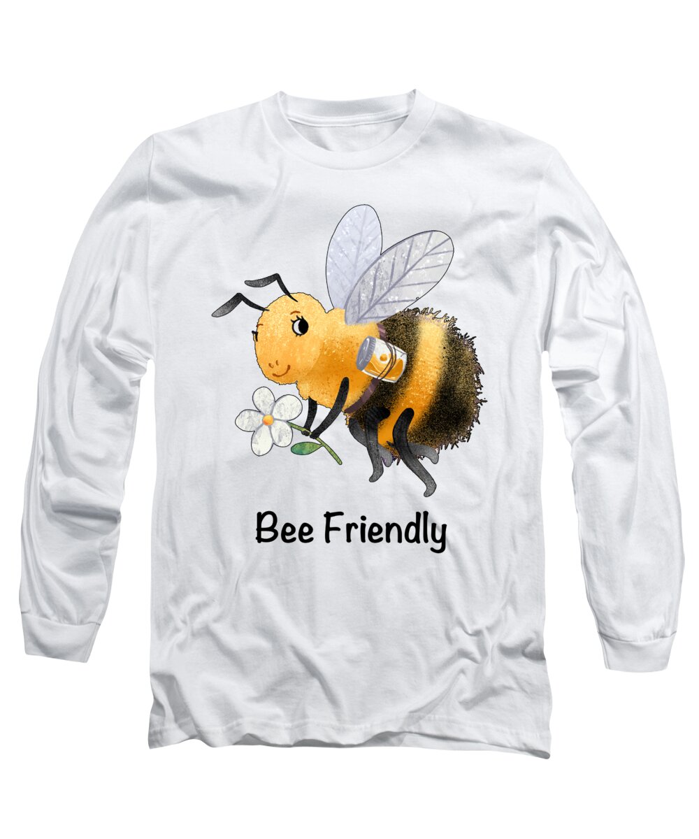 Fun Long Sleeve T-Shirt featuring the painting Bee Friendly by Miki De Goodaboom