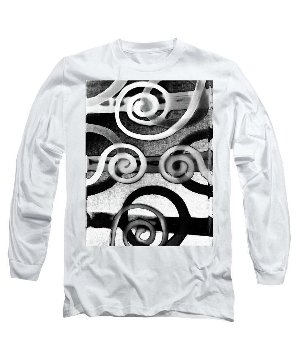Acrylics Long Sleeve T-Shirt featuring the painting Black and white watermarks by Fred Odle