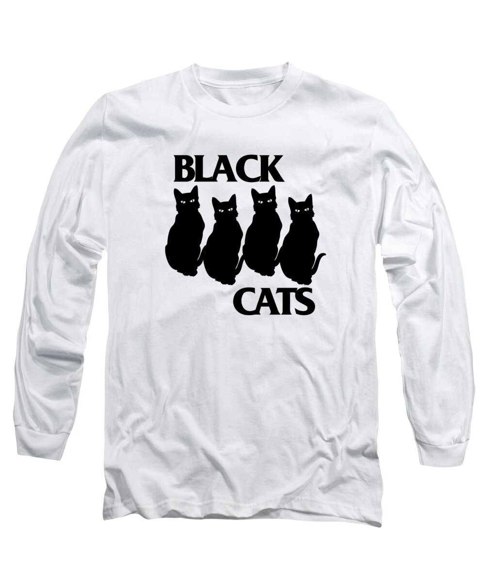 Black Cats Long Sleeve T-Shirt featuring the digital art Black Cats by Jacob Zelazny