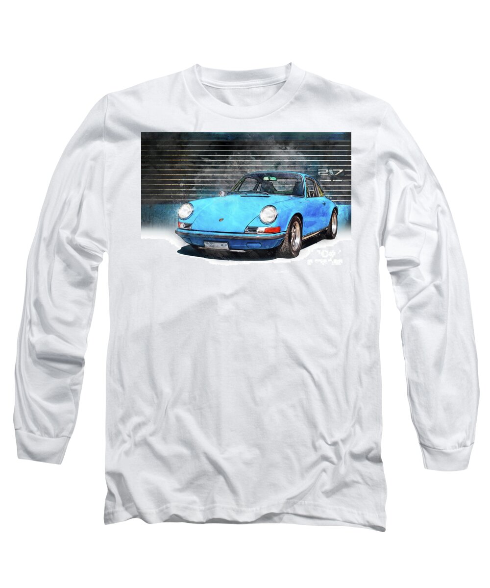 Blue Long Sleeve T-Shirt featuring the photograph Blue Porsche 911 by Stuart Row