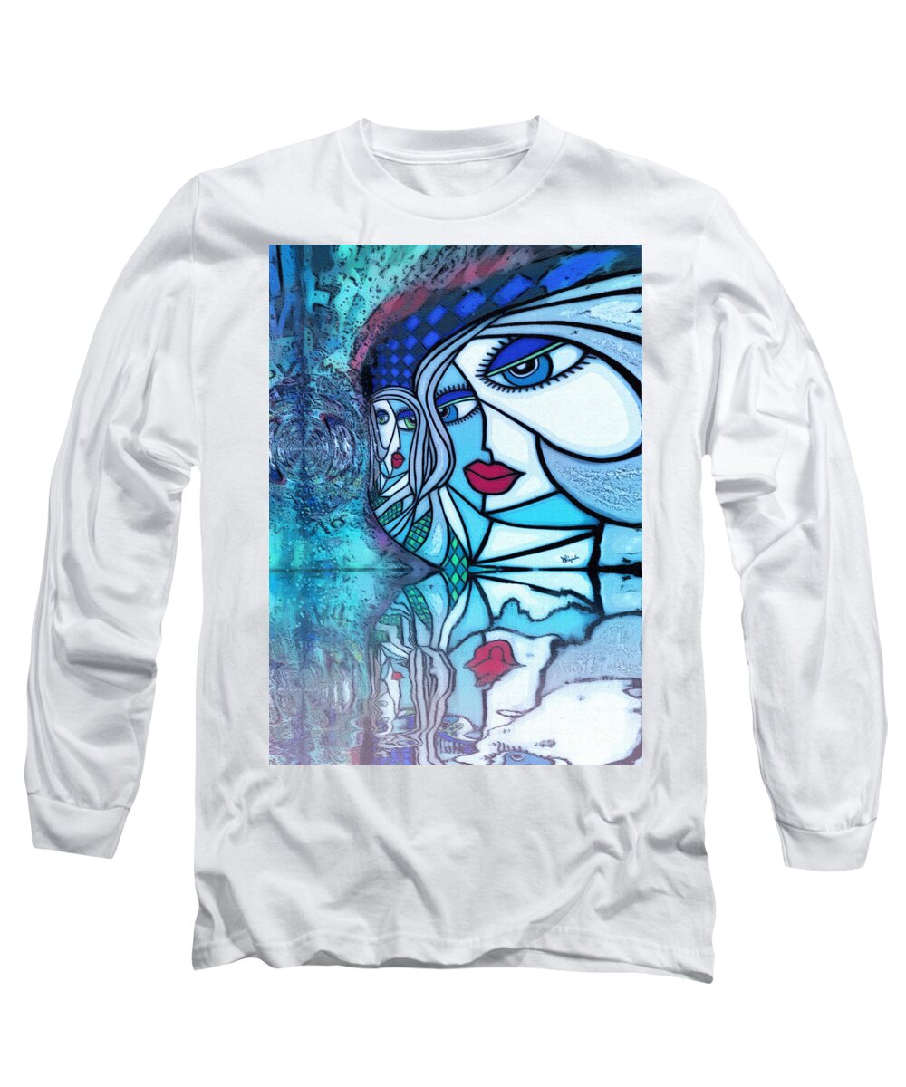 Painted Ladies Long Sleeve T-Shirt featuring the digital art Blue Reflections by Diana Rajala