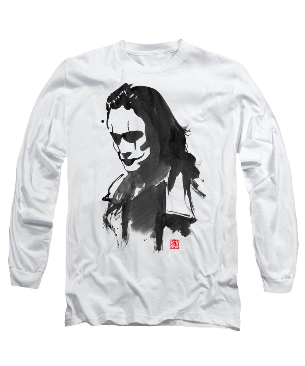 Brandon Lee Long Sleeve T-Shirt featuring the painting Brandon Lee by Pechane Sumie