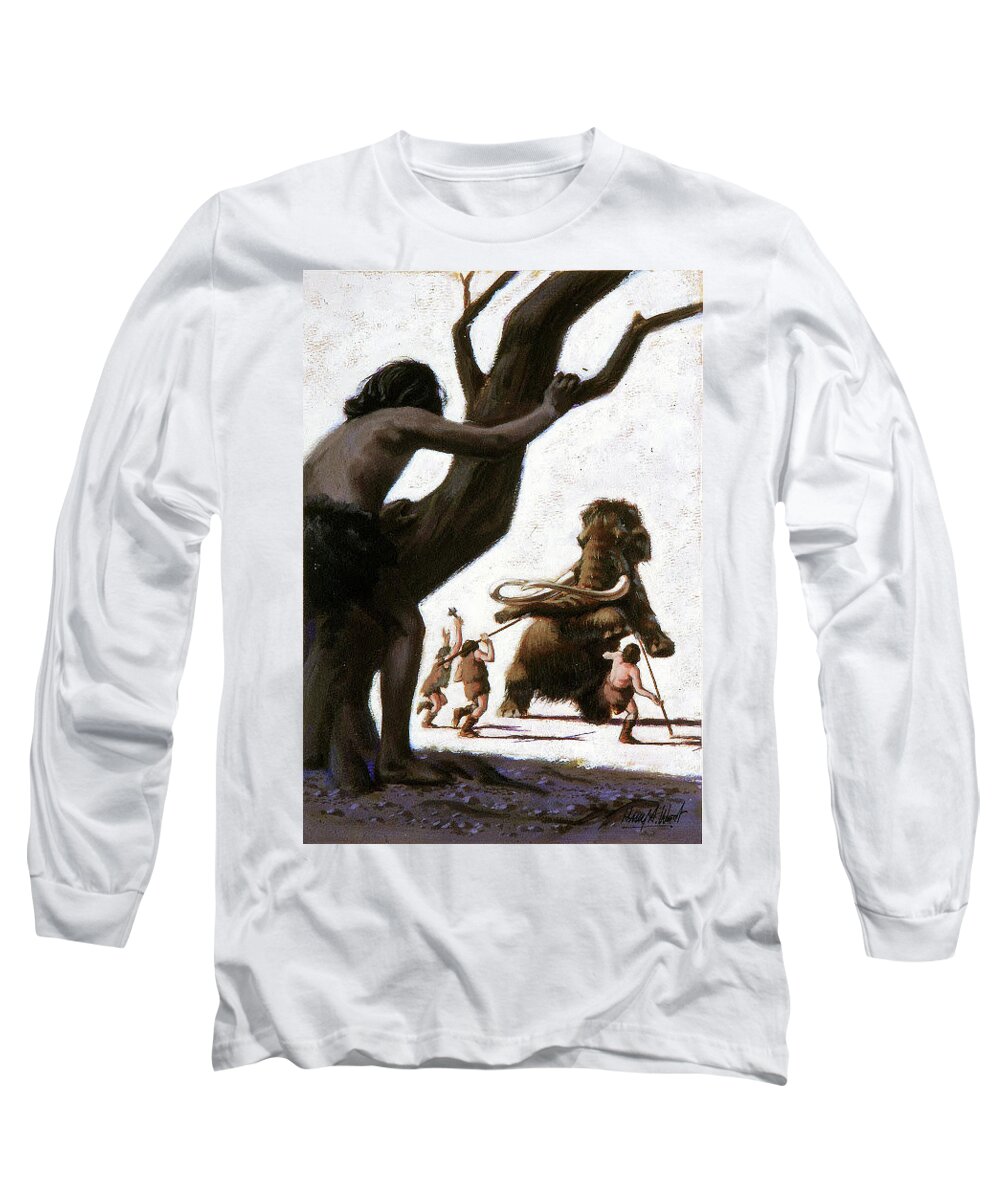 Mammoth Long Sleeve T-Shirt featuring the painting Bringing home the Bacon by Harry West