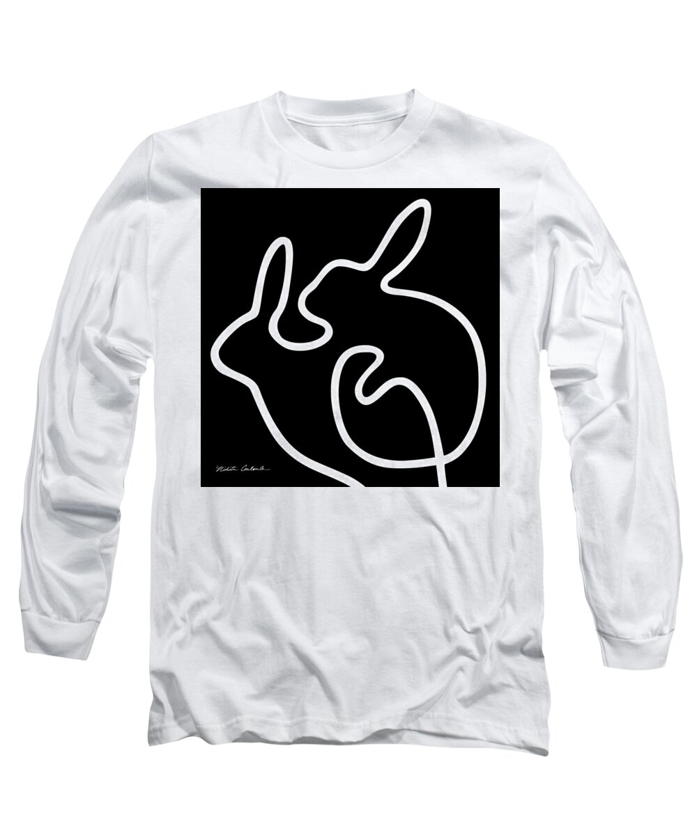Bunny Long Sleeve T-Shirt featuring the painting Bunny Love by Nikita Coulombe