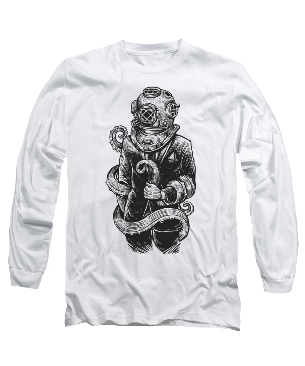 Steampunk Long Sleeve T-Shirt featuring the digital art Business Diver by Long Shot