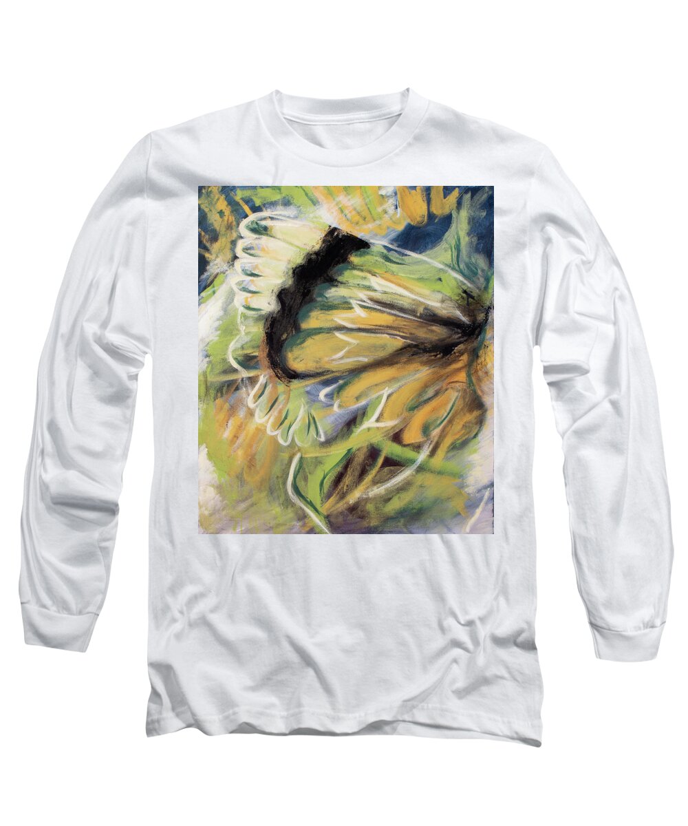 Butterfly Long Sleeve T-Shirt featuring the painting Butterfly Abstract by Pamela Schwartz