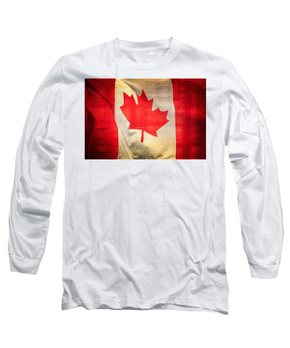 Flag Long Sleeve T-Shirt featuring the photograph Canadian flag by Delphimages Flag Creations