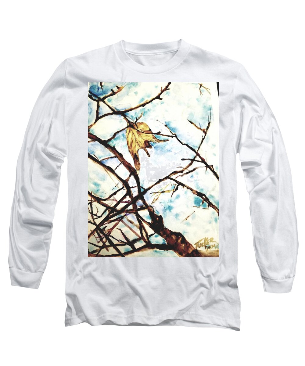 Leaves Long Sleeve T-Shirt featuring the painting Carolina Falls by Julie TuckerDemps