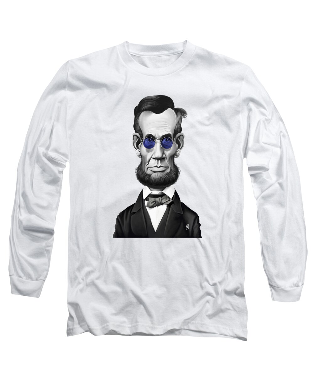 Illustration Long Sleeve T-Shirt featuring the digital art Celebrity Sunday - Abraham Lincoln by Rob Snow