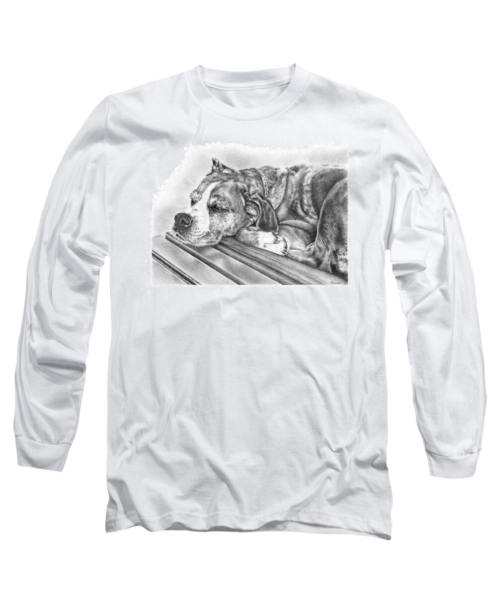 Dog Long Sleeve T-Shirt featuring the drawing Chilling Pooch by Casey 'Remrov' Vormer