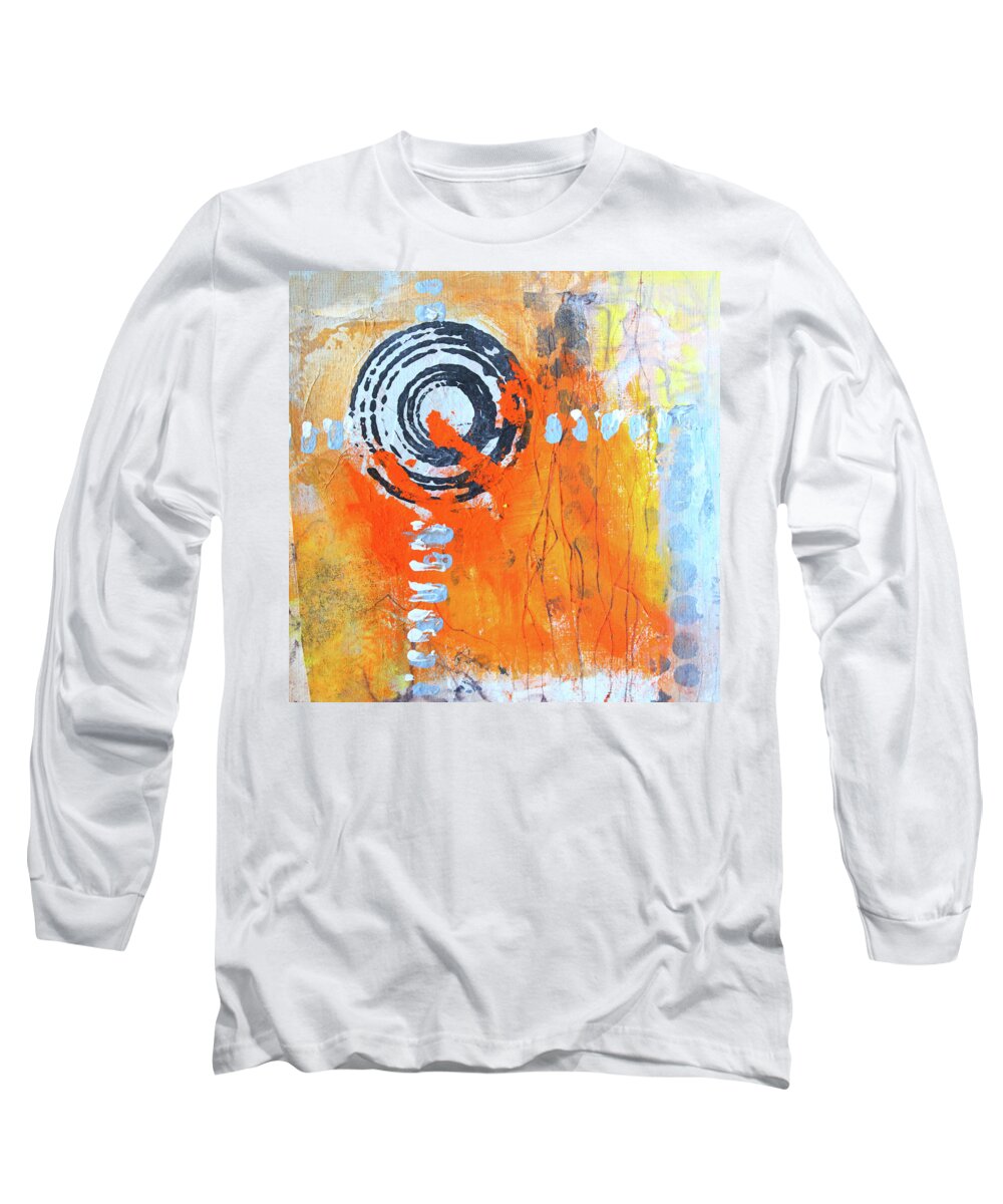 Circle Abstract Long Sleeve T-Shirt featuring the painting Circular 1 by Nancy Merkle