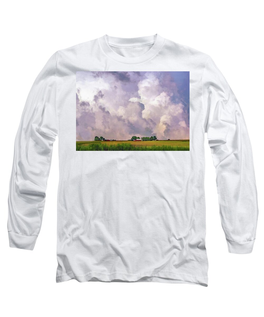 Landscape Long Sleeve T-Shirt featuring the photograph Clouds Over The Prairie by Cedric Hampton