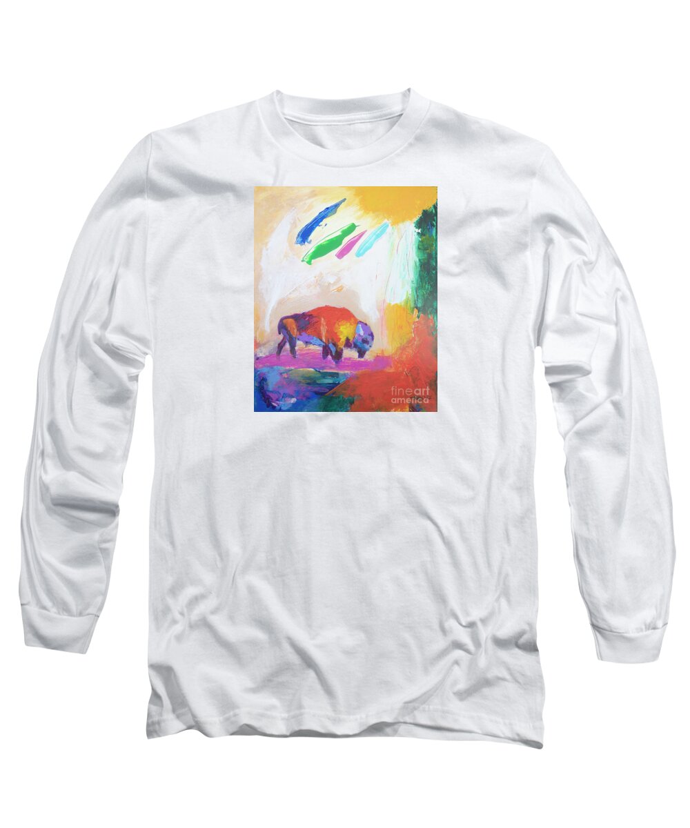 Bison Long Sleeve T-Shirt featuring the photograph Bison painting by Stella Levi