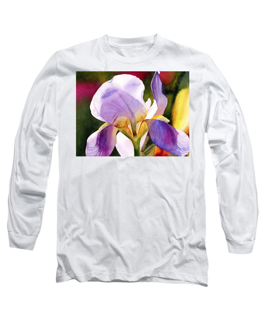 Iris Long Sleeve T-Shirt featuring the painting Colorful Iris by Espero Art