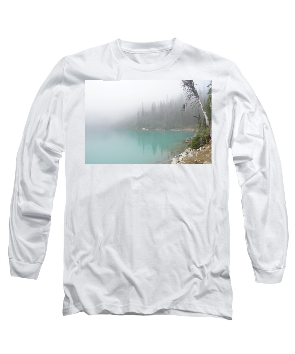 British Columbia Long Sleeve T-Shirt featuring the photograph Conifer snag and morning mist by Steve Estvanik