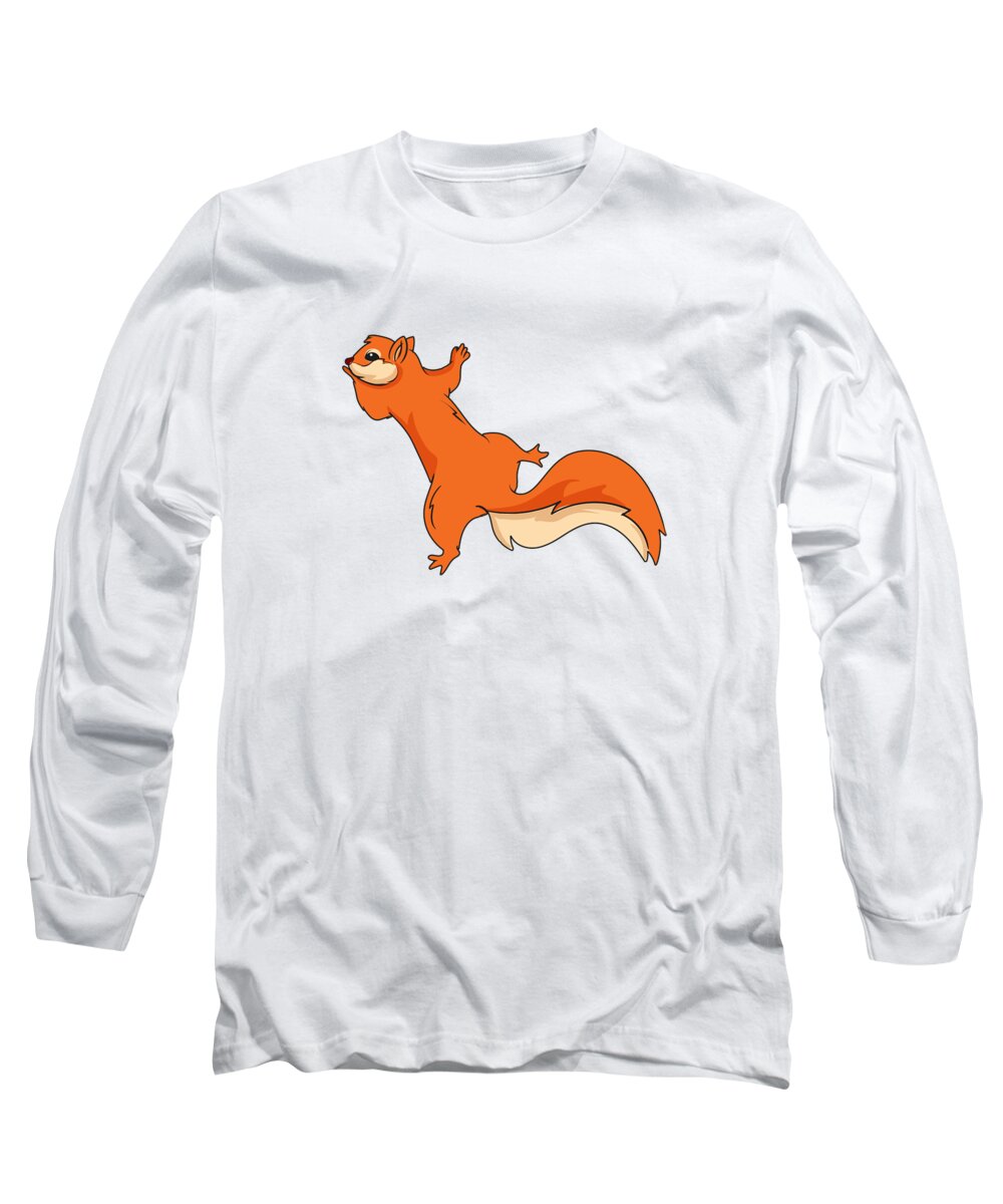 Squirrel Long Sleeve T-Shirt featuring the digital art Crazy Squirrel Cute Climbing by Toms Tee Store