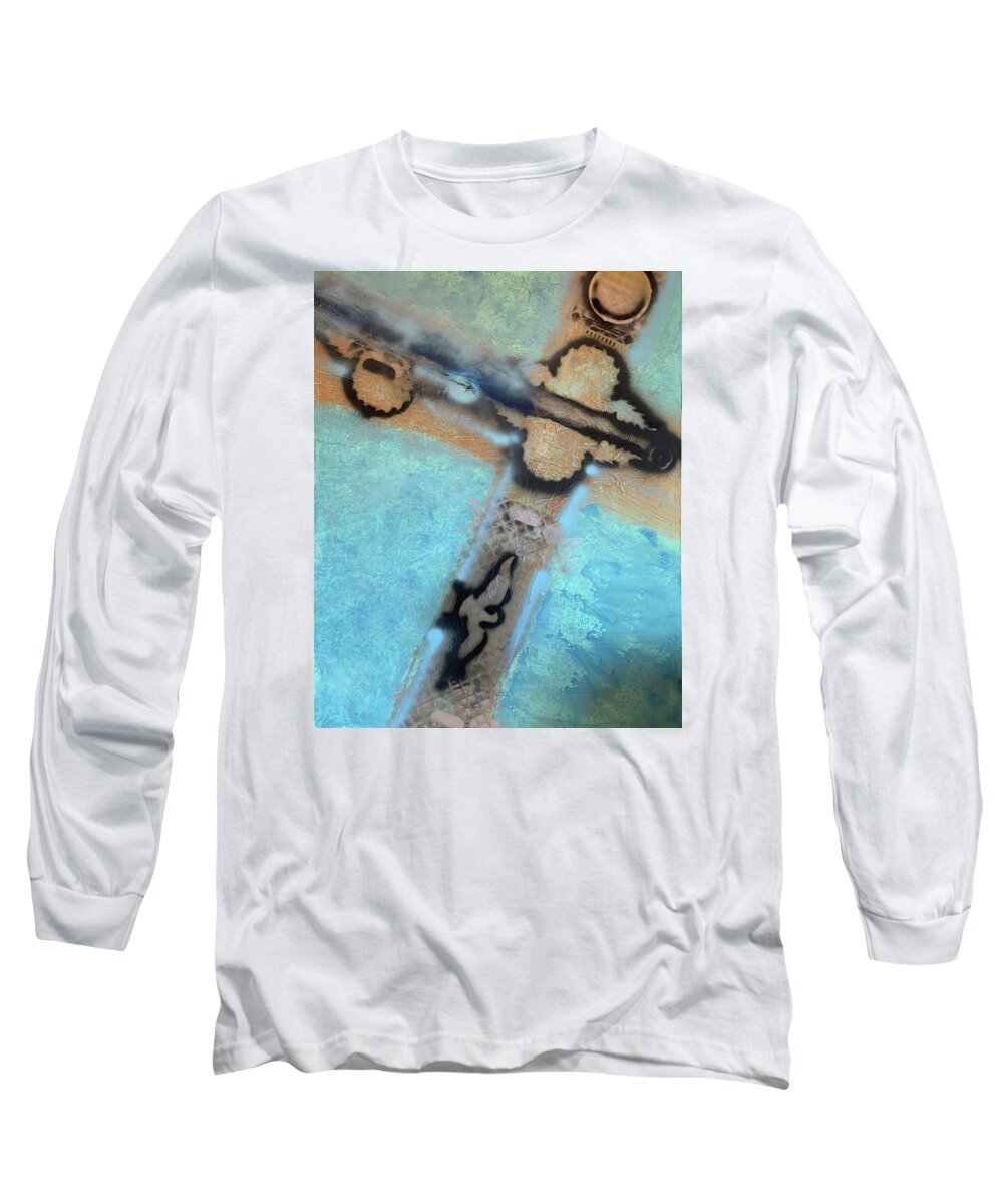 Blue Long Sleeve T-Shirt featuring the painting Creation by Leslie Porter