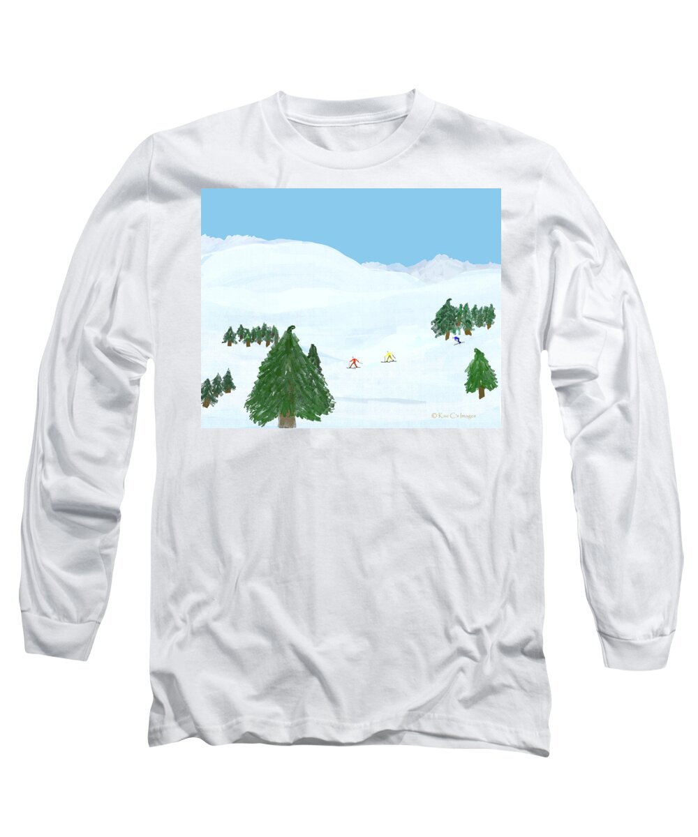 Wintertime Long Sleeve T-Shirt featuring the digital art Cross Country by Kae Cheatham