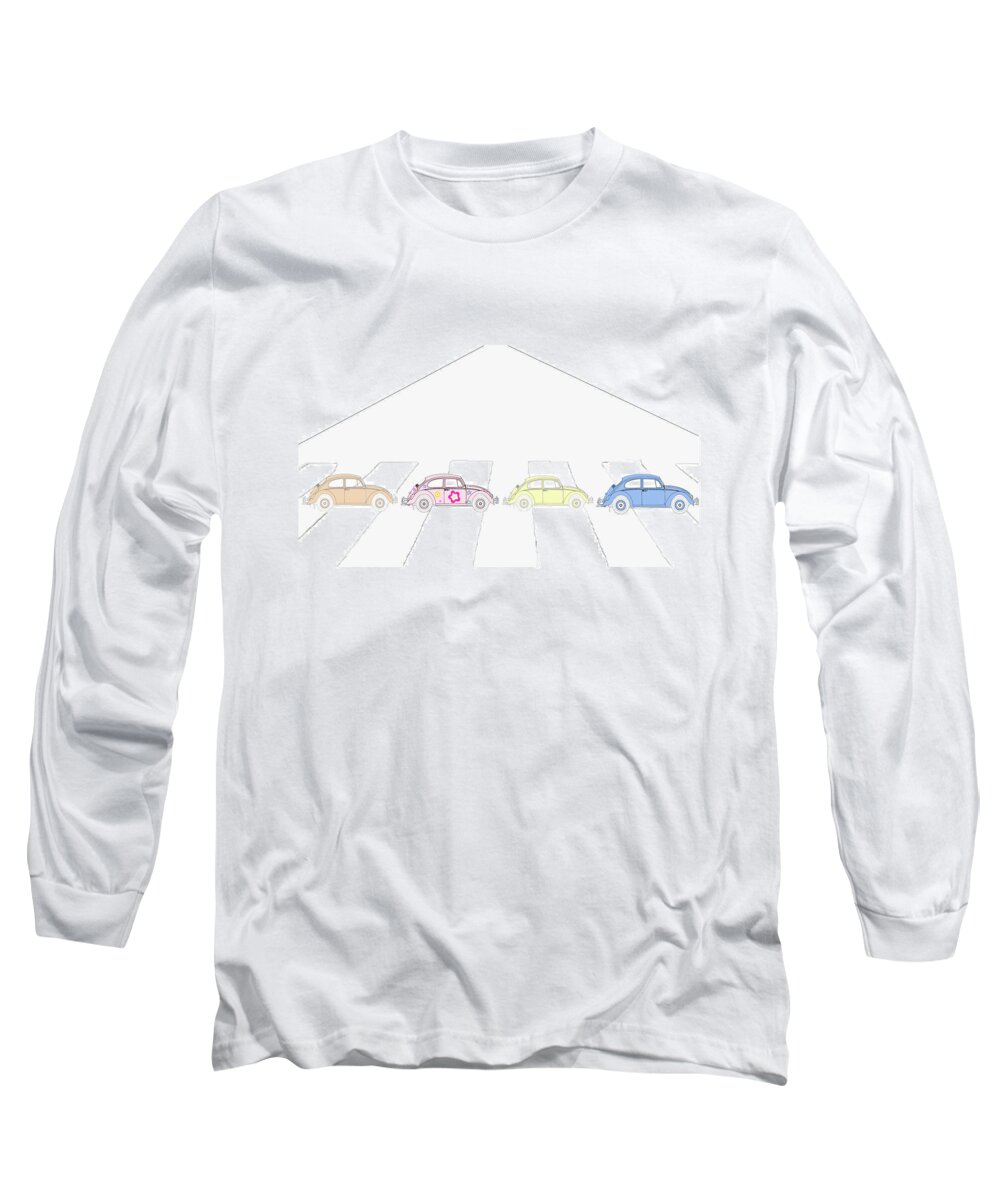 Beetles Long Sleeve T-Shirt featuring the mixed media Crossing Abbey Road by Moira Law