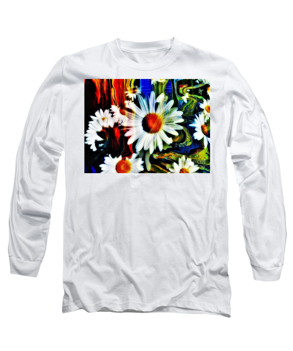 Daisy Long Sleeve T-Shirt featuring the painting Daisy Dance by Jacqueline McReynolds