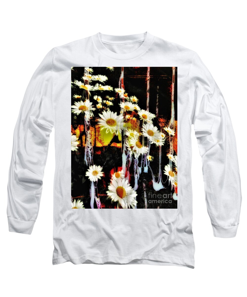 Daisy Long Sleeve T-Shirt featuring the painting Daisy Sunset by Jacqueline McReynolds