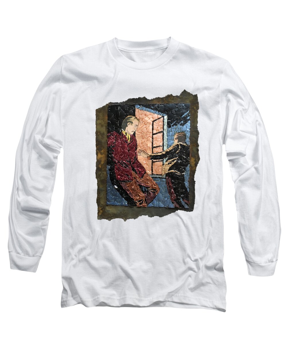 Glass Long Sleeve T-Shirt featuring the mixed media David Sidesteps by Matthew Lazure