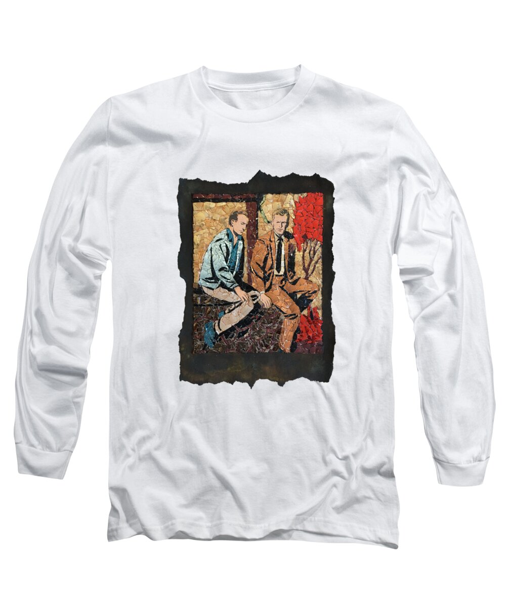 Glass Long Sleeve T-Shirt featuring the mixed media David Tells His Story by Matthew Lazure