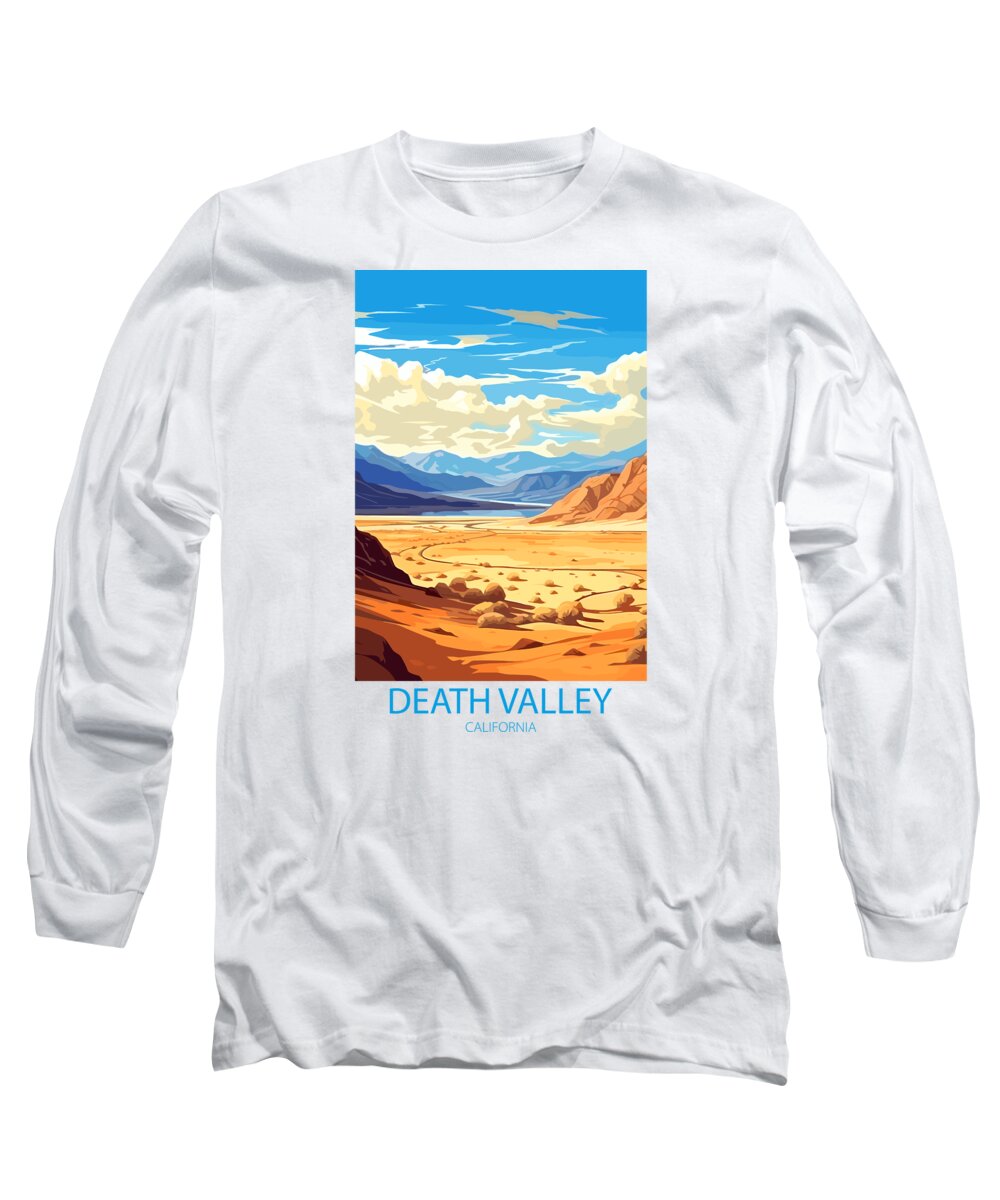 Famous Places Long Sleeve T-Shirt featuring the mixed media Death Valley California by Travel Posters